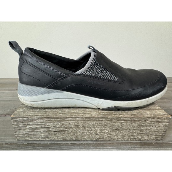 Merrell Black Gray Applaud Moc Slip On Shoes Casual Loafers Comfort Size 10.5 - Picture 2 of 8